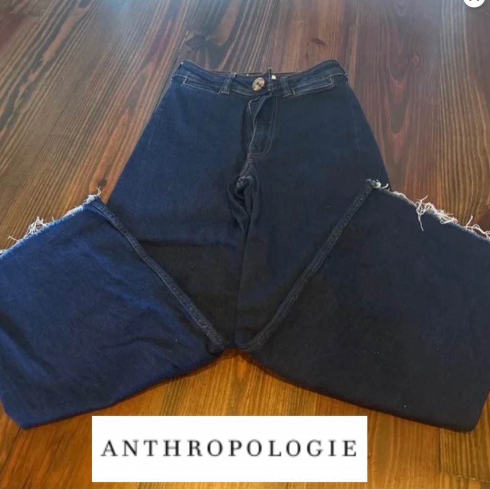 Maeve Anthropologie Wide Leg Raw Hem Jeans - Size 25